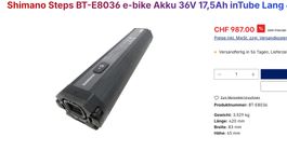 Shimano Akku BT-E8036 | 630Wh | UVP 1141.- | Art. Nr. 13